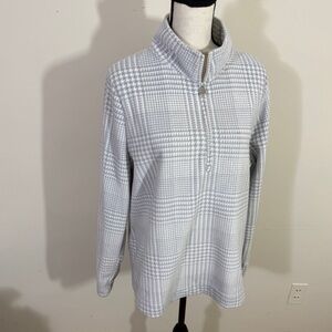 Stunning super soft outer layer sz XL in a soft gray plaid  nearly new 1/4 zip